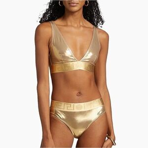 NWT SOLD OUT SET Versace Gold Laminated Bikini